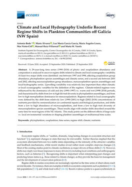 Climate and Local Hydrography Underlie Recent Regime Shifts in Plankton Communities Off Galicia