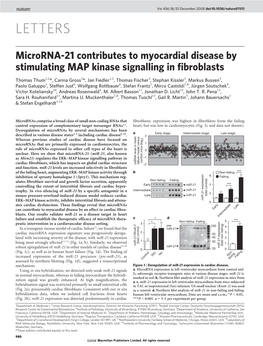 Microrna21 Contributes to Myocardial Disease by Stimulating MAP Kinase