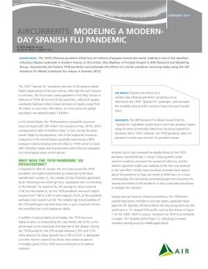 AIRCURRENTS: Modeling a Modern- Day Spanish Flu Pandemic