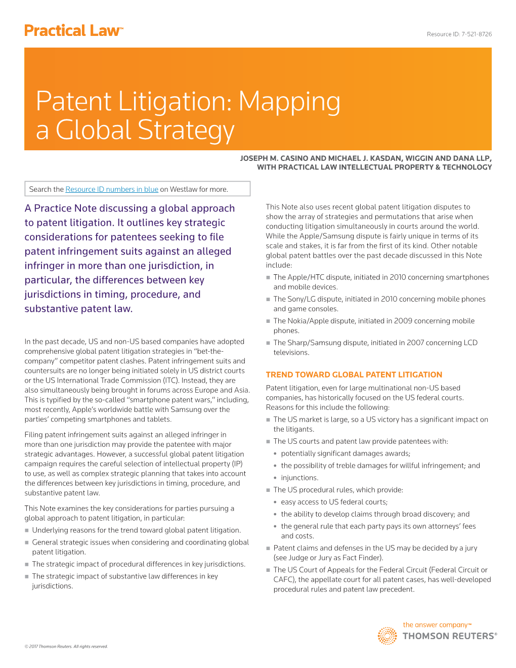Patent Litigation: Mapping a Global Strategy