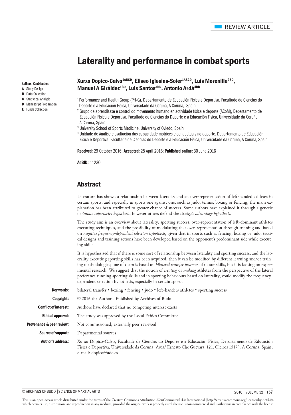 Laterality and Performance in Combat Sports