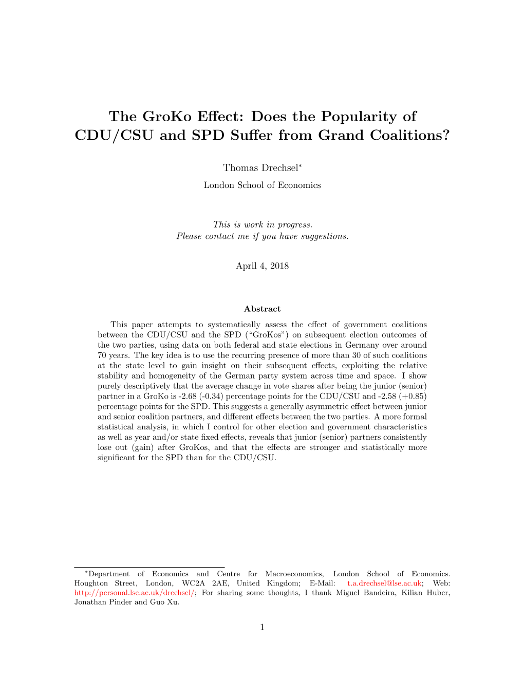 The Groko Effect: Does the Popularity of CDU/CSU and SPD Suffer from Grand Coalitions?