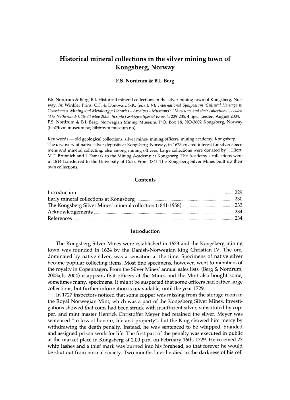 Historical Mineral Collections in the Silver Mining Town of Kongsberg, Norway