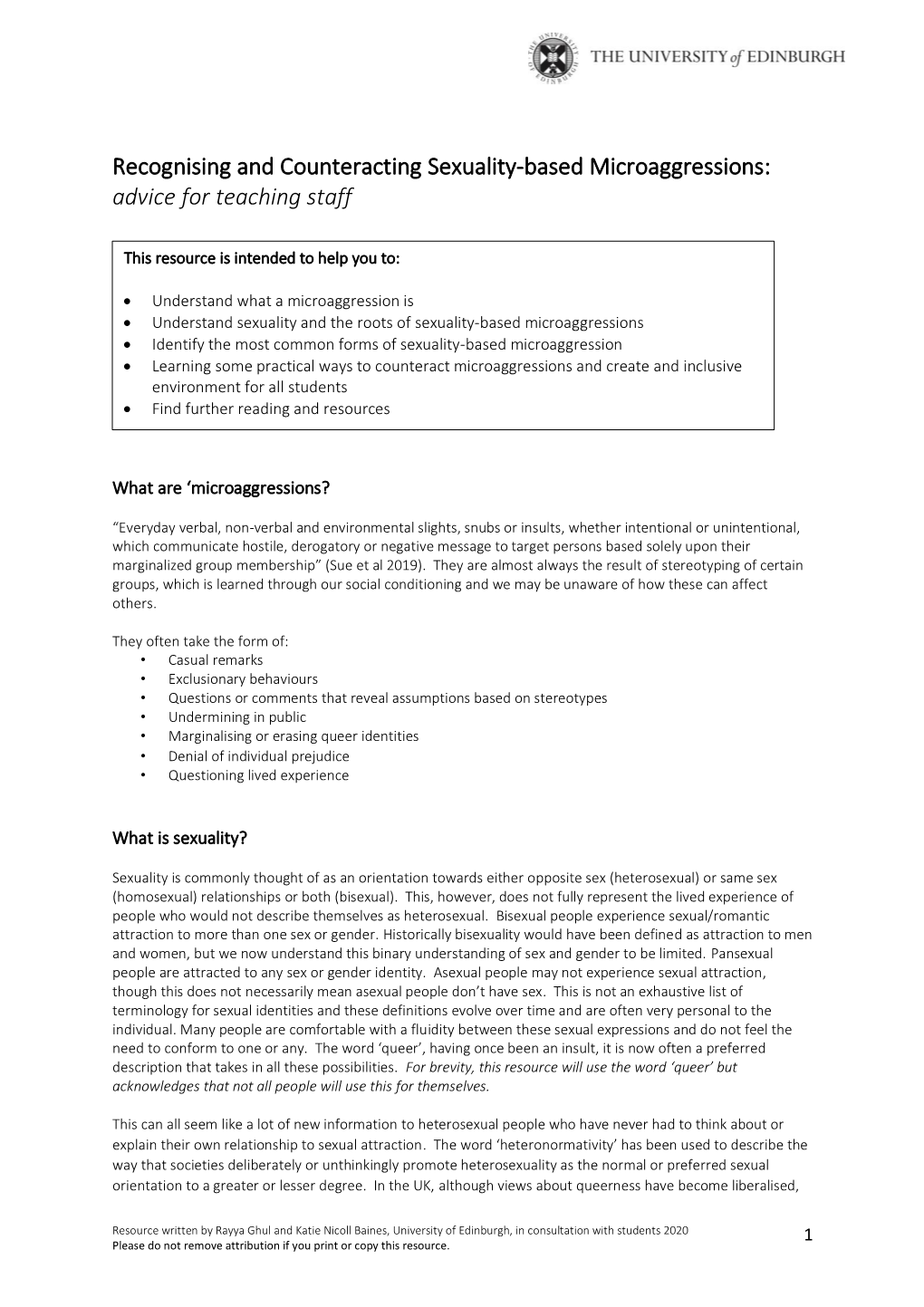 Recognising and Counteracting Sexuality-Based Microaggressions: Advice for Teaching Staff