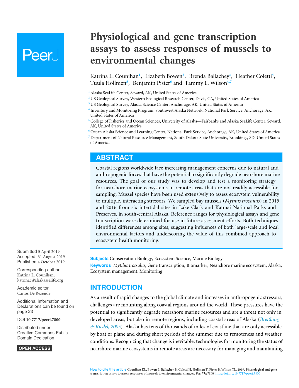 Physiological and Gene Transcription Assays to Assess Responses of Mussels to Environmental Changes