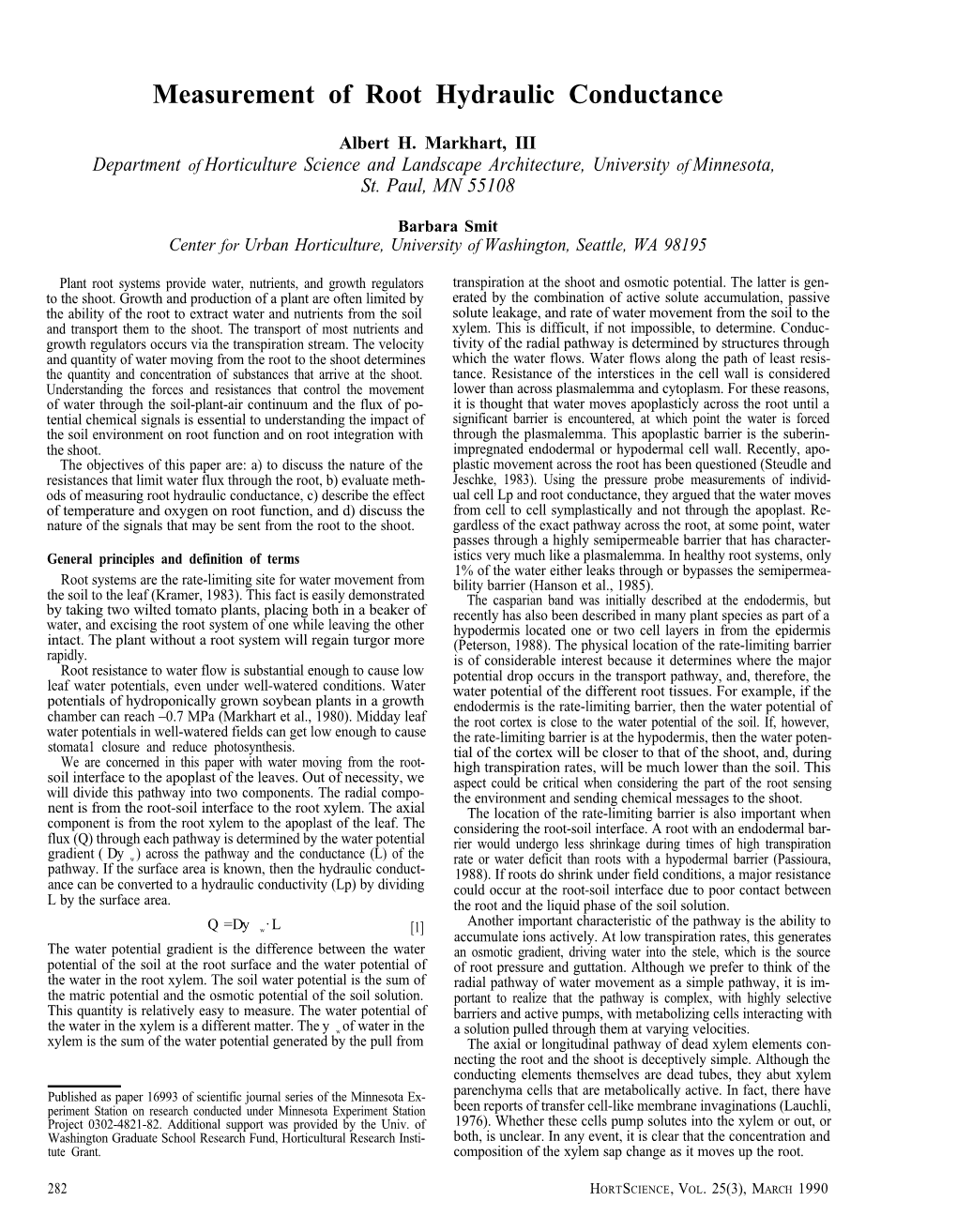 Measurement of Root Hydraulic Conductance