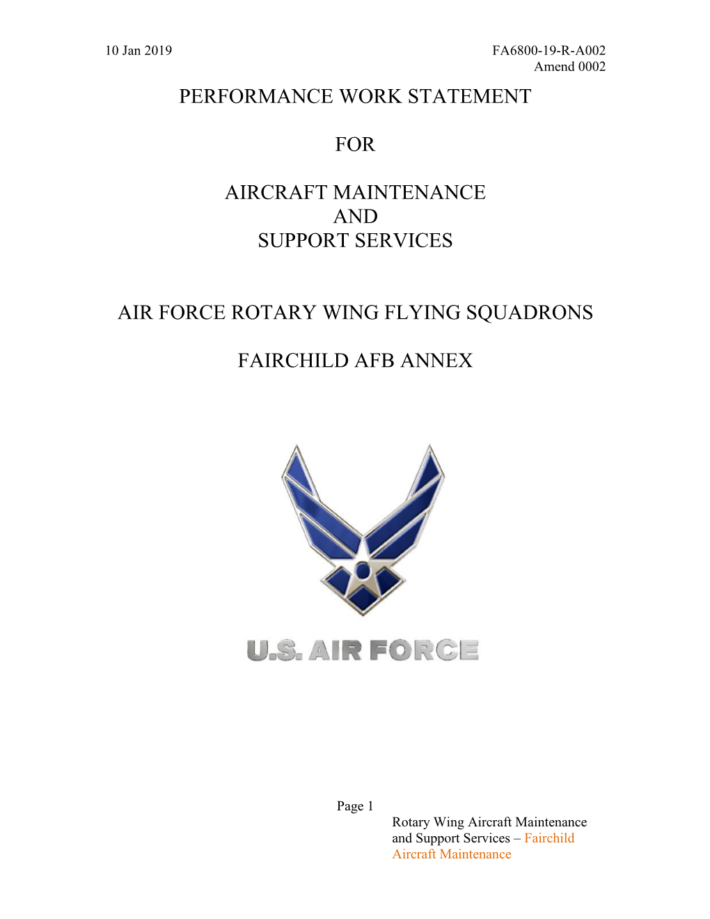 Performance Work Statement for Aircraft Maintenance