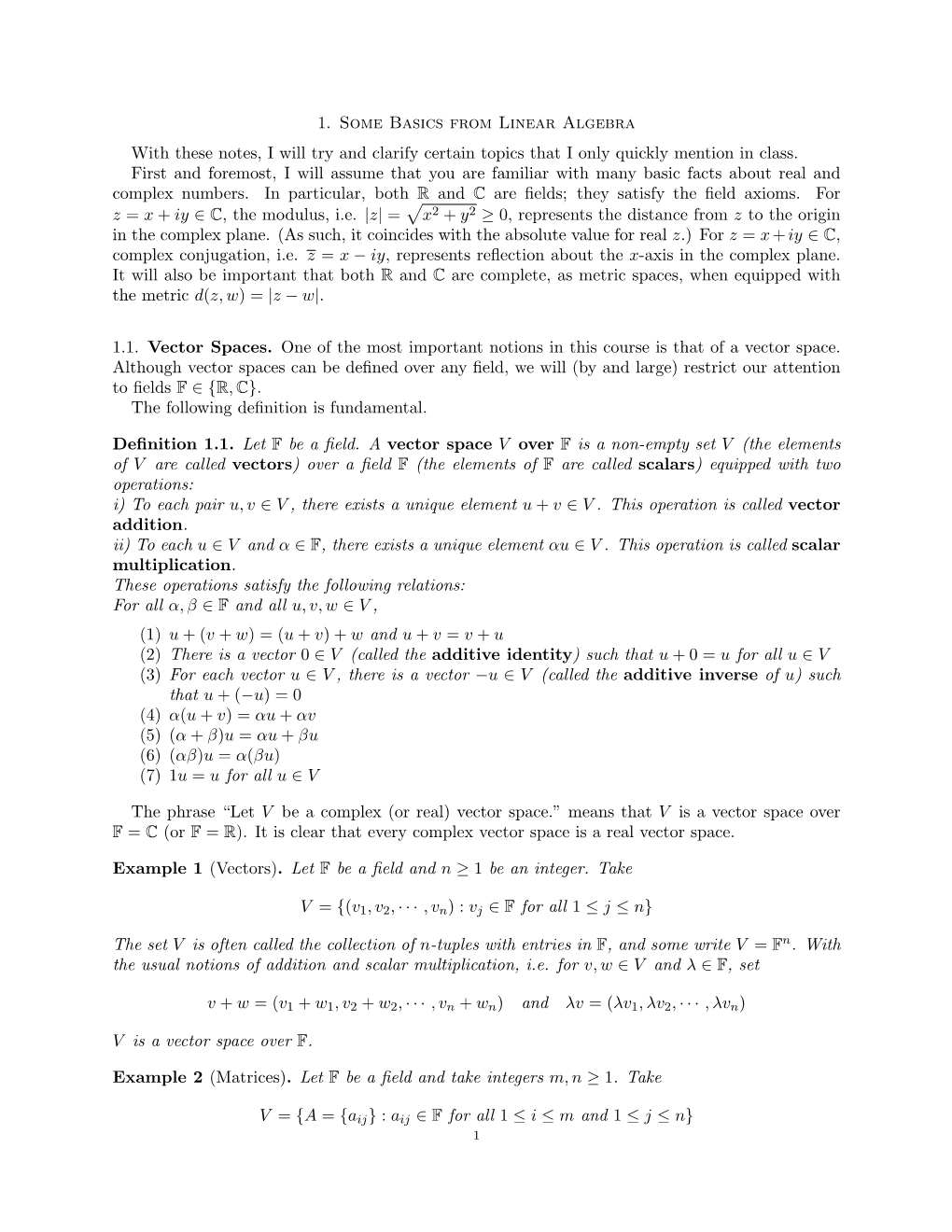 Linear Algebra Review