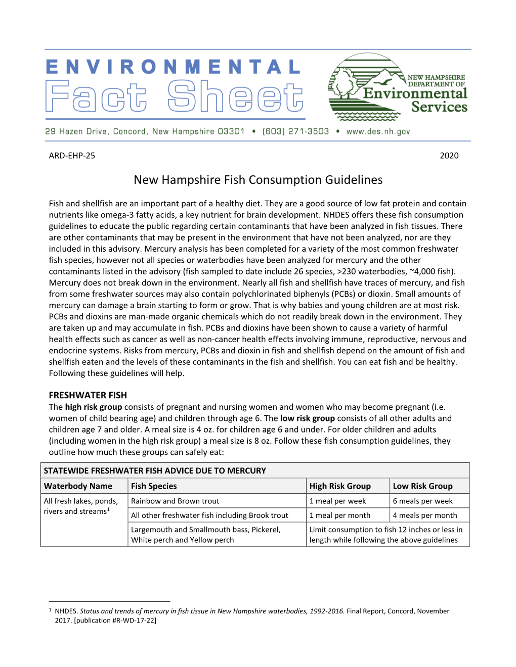 New Hampshire Fish Consumption Guidelines