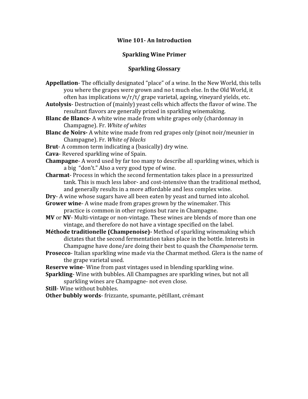 An Introduction Sparkling Wine Primer Sparkling Glossary Appellation