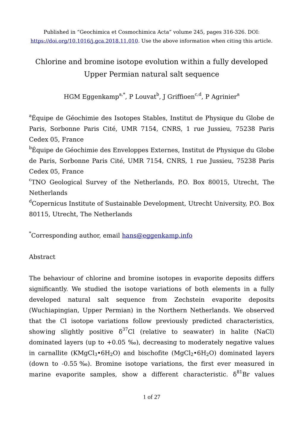 Chlorine and Bromine Isotope Evolution Within a Fully Developed Upper Permian Natural Salt Sequence