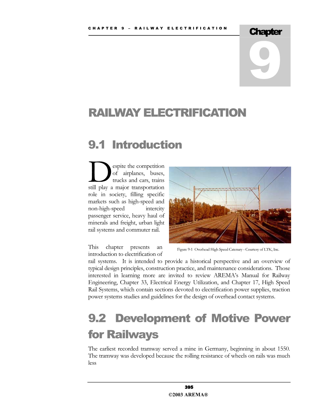 CHAPTER 9 – RAILWAY ELECTRIFICATION Chapter