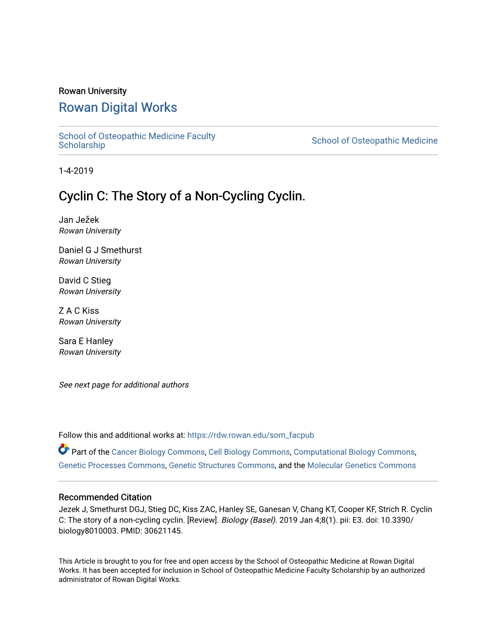 Cyclin C: the Story of a Non-Cycling Cyclin