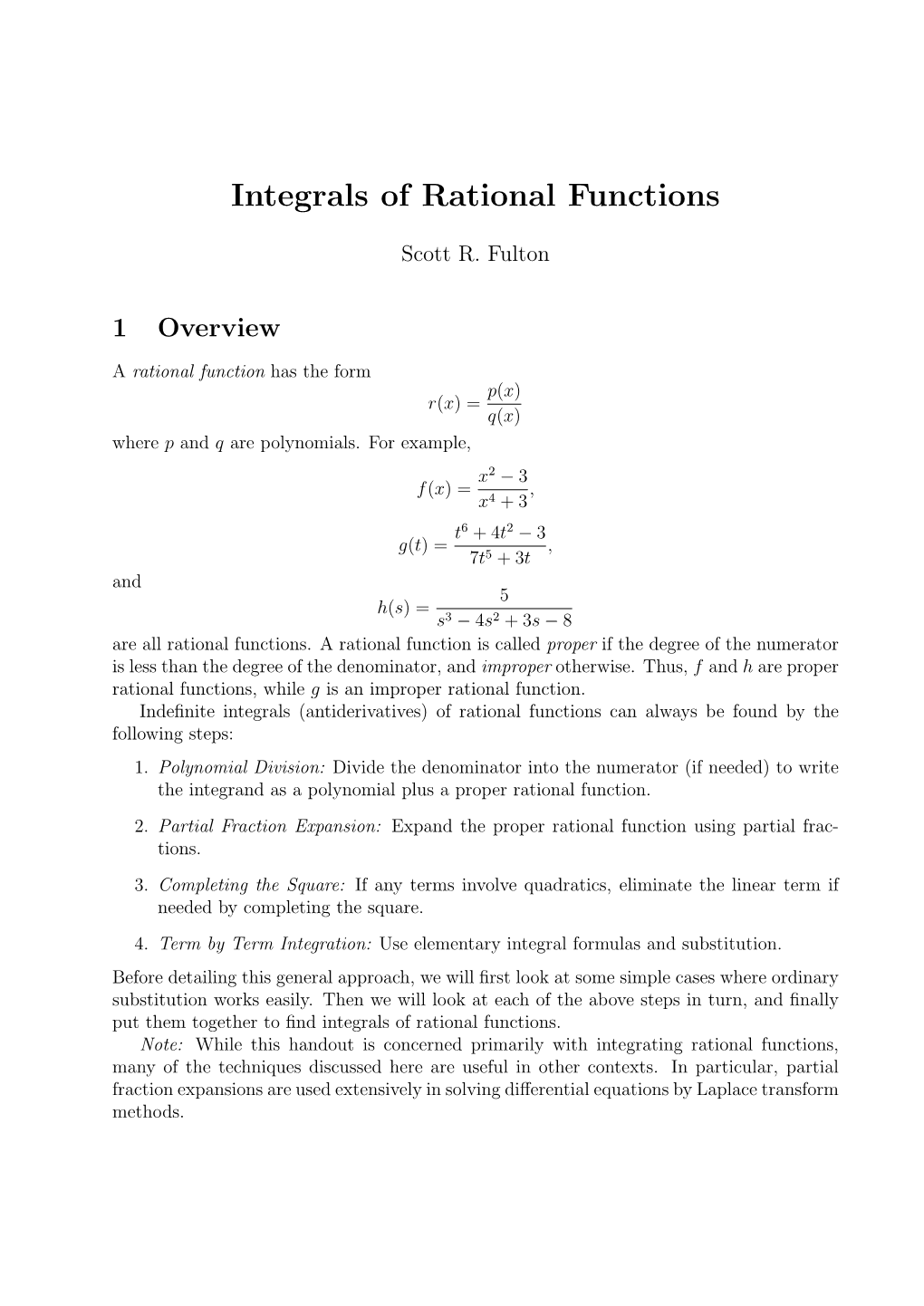 Integrals of Rational Functions