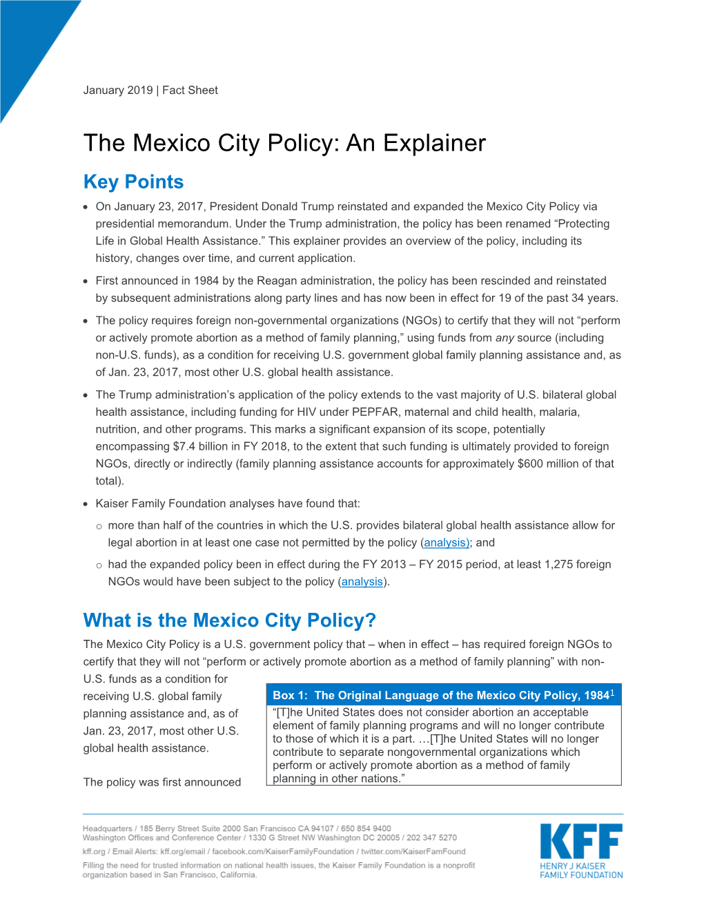 The Mexico City Policy: an Explainer