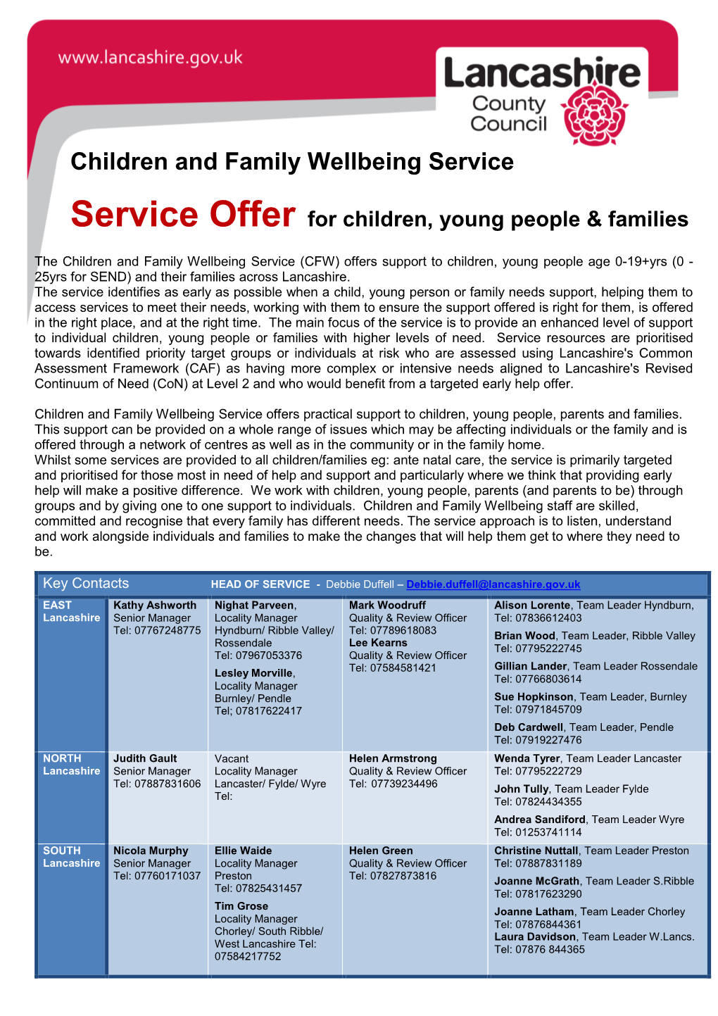 Children and Family Wellbeing Service