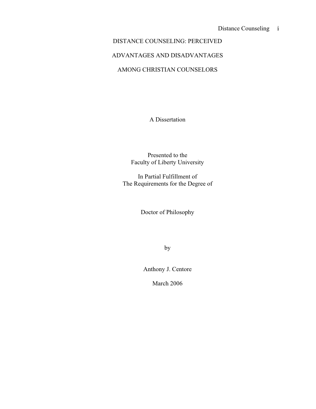 Distance Counseling: Perceived Advantages and Disadvantages Among Christian Counselors