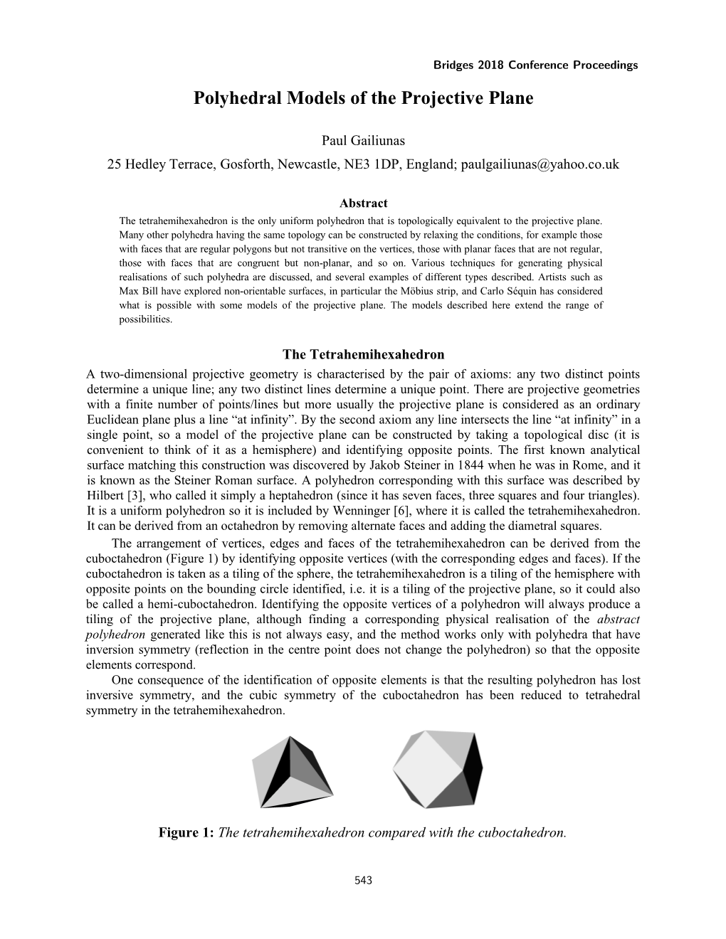 Polyhedral Models of the Projective Plane