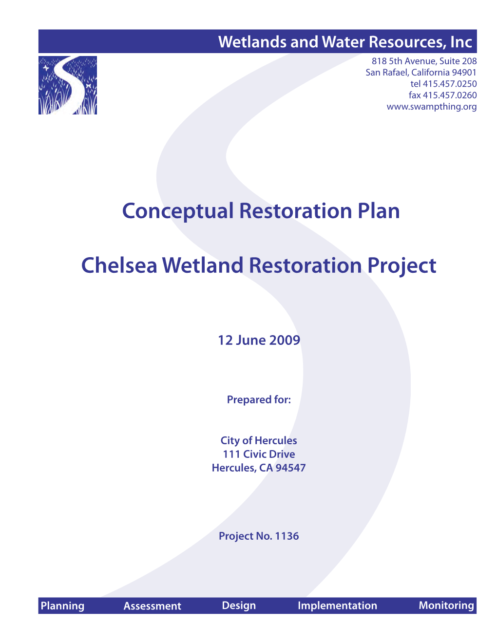 Conceptual Restoration Plan Chelsea Wetland Restoration Project