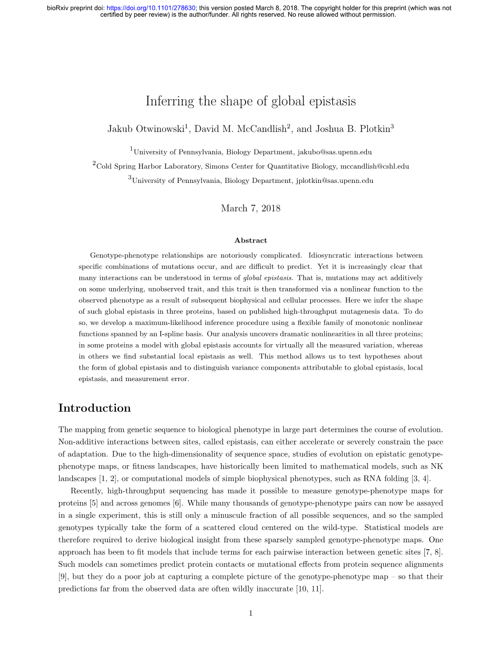 Inferring the Shape of Global Epistasis