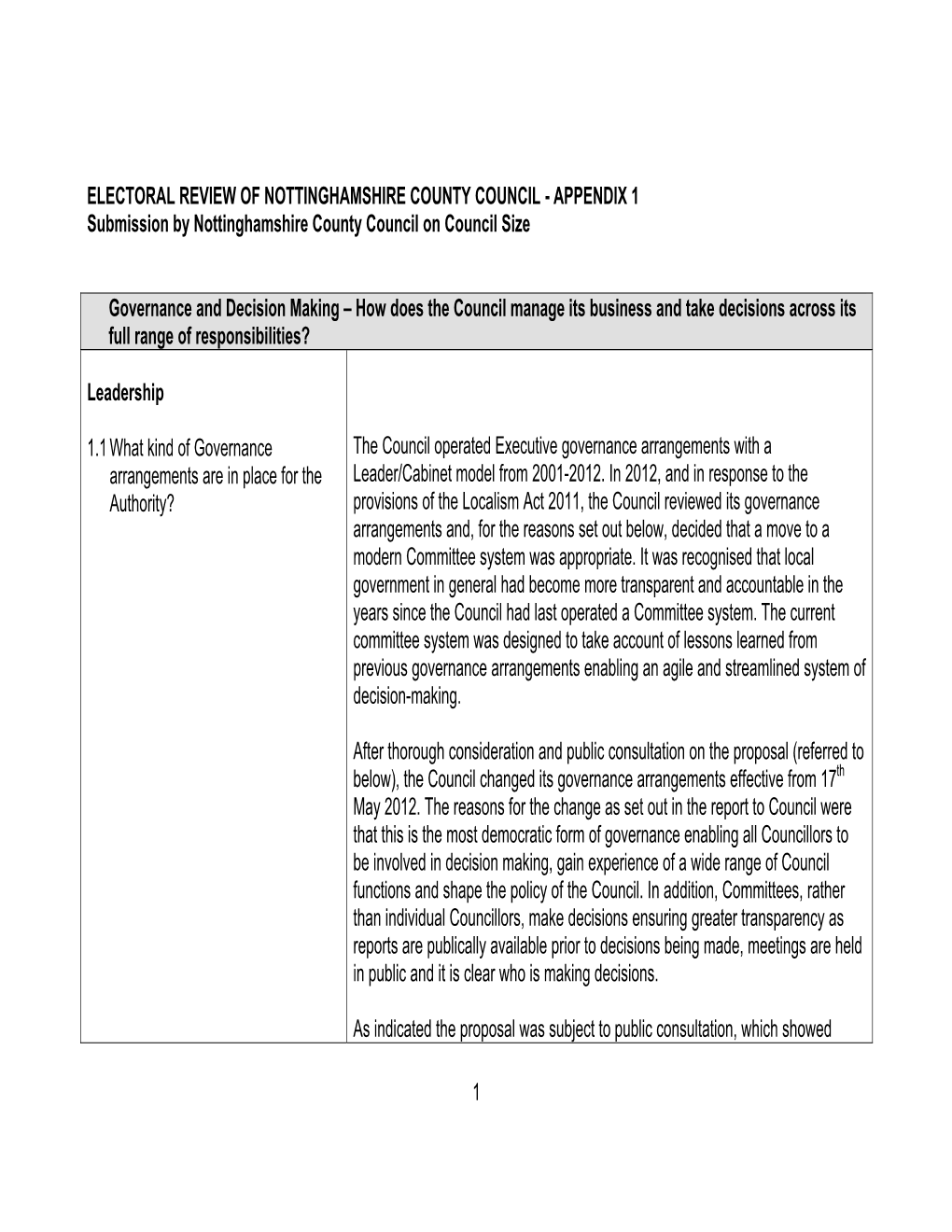 1 Electoral Review of Nottinghamshire County