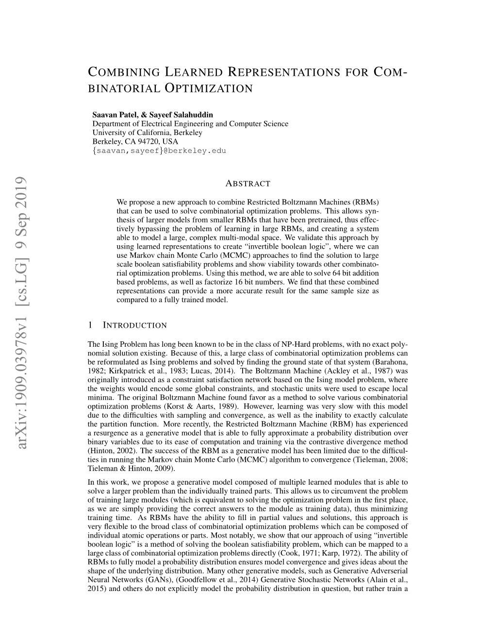 Combining Learned Representations for Combinatorial Optimization