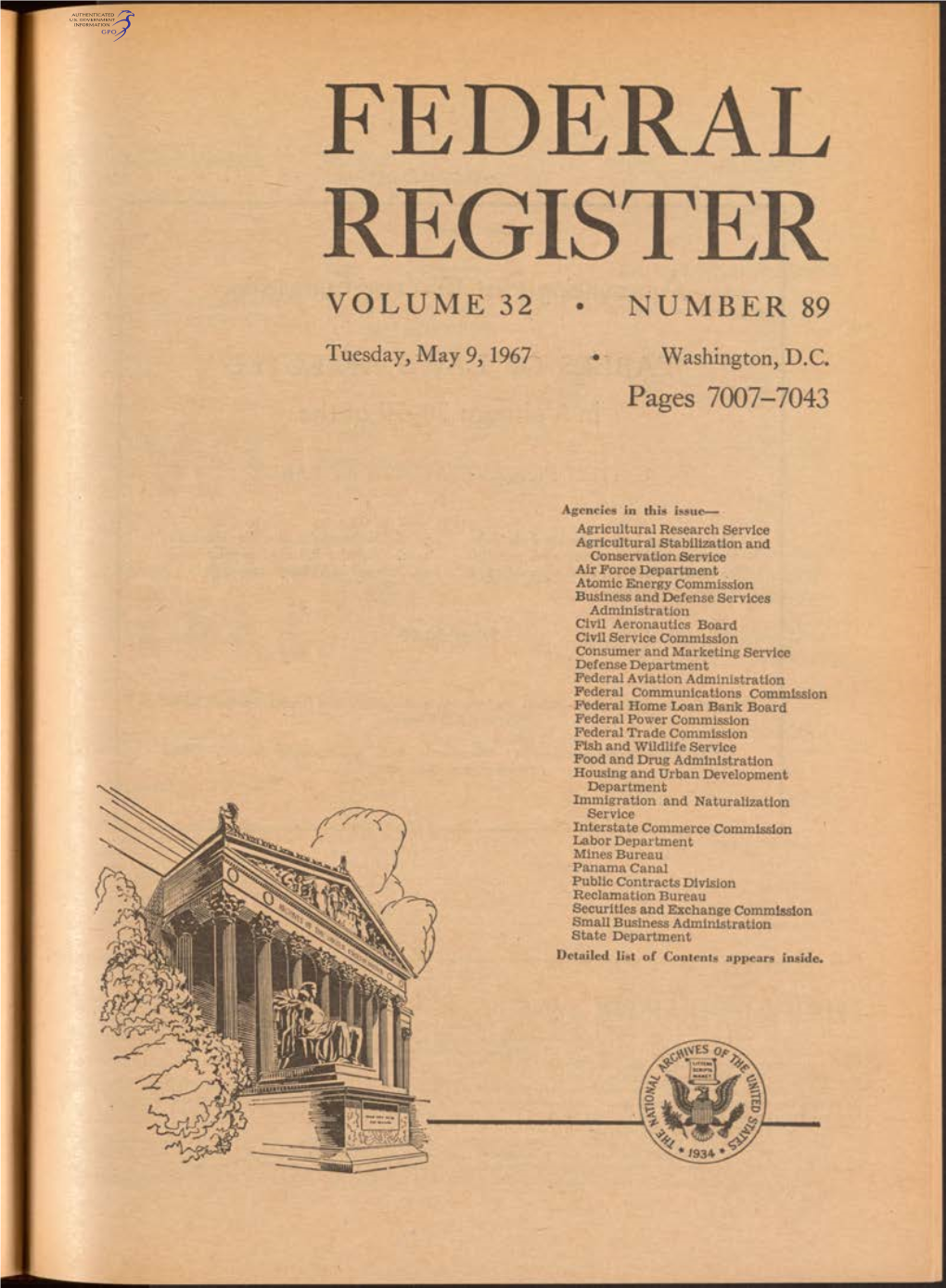 Federal Register Volume 32 • Number 89