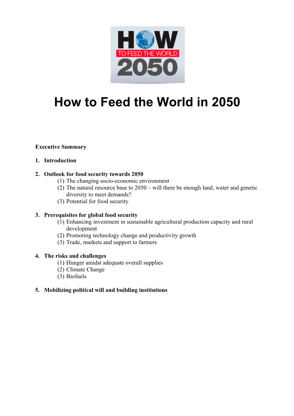 How to Feed the World in 2050