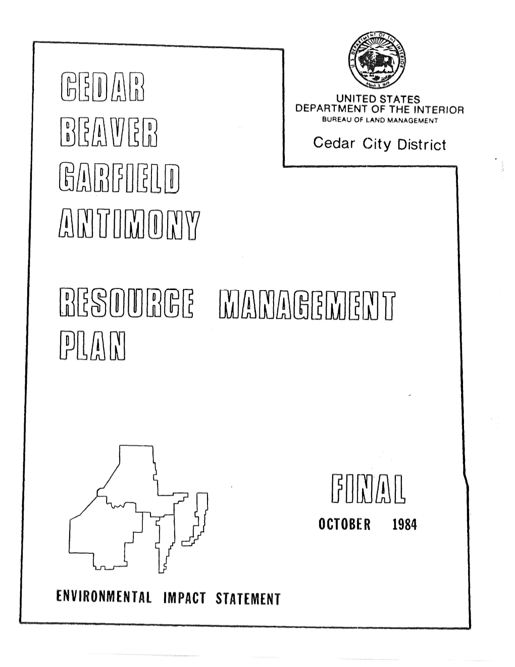 Cedar City District in REPLY REFER to United States Department of the Interior