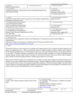 Traffic Control Strategies for Congested Freeways and Work Zones