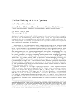 Unified Pricing of Asian Options
