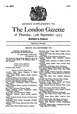 The London Gazette of Thursday, I3th September 1973 6?