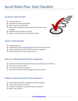 Social Media Plan- Daily Checklist
