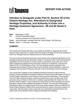 Intention to Designate Under Part IV, Section 29 of the Ontario Heritage Act, Alterations to Designated Heritage Properties
