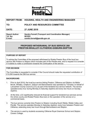 Item 18 Proposed Withdrawal of Bus Service