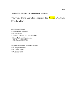 Advance Project in Computer Science Youtube Mini-Crawler Program for Video Database Construction