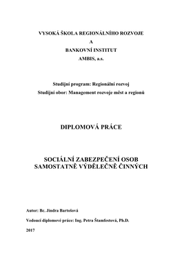 Diplomová Práce Sociální Zabezpečení Osob Samostatně Výdělečně Činných