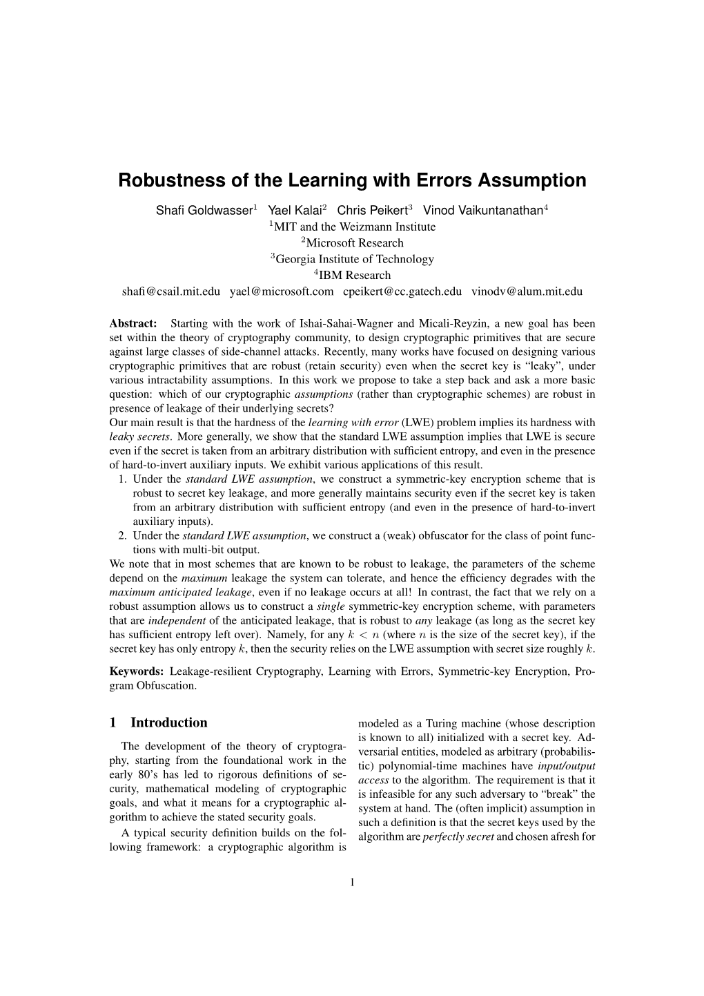 Robustness of the Learning with Errors Assumption