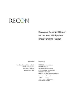 Biological Technical Report for the Nob Hill Pipeline Improvements Project