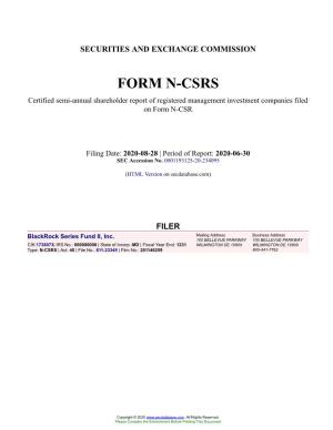 Blackrock Series Fund II, Inc. Form N-CSRS Filed 2020-08-28