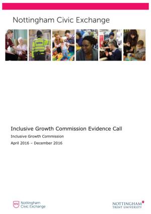 Inclusive Growth Commission Evidence Call