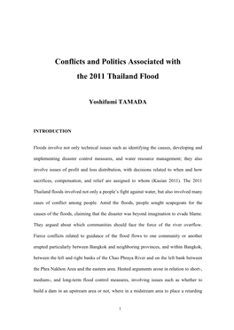 Conflicts and Politics Associated with the 2011 Thailand Flood
