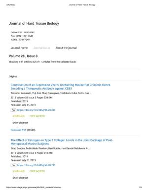 Journal of Hard Tissue Biology