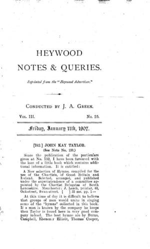 Heywood Notes & Queries