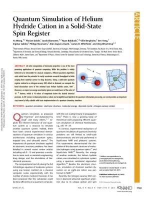 Quantum Simulation of Helium Hydride Cation in a Solid-State Spin Register