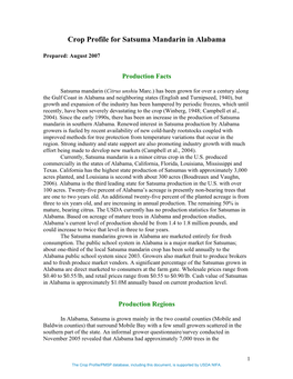 Crop Profile for Satsuma Mandarin in Alabama