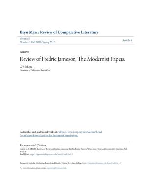 Review of Fredric Jameson, the Modernist Papers