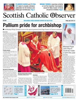 Pallium Pride for Archbishop I Archbishop Philip Tartaglia Receives the Special Garment from Pope Francis at Vatican Ceremony by Ian Dunn