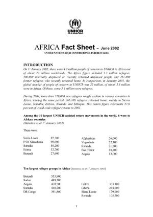 AFRICA Fact Sheet – June 2002 INTRODUCTION