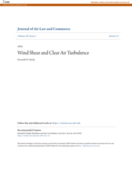 Wind Shear and Clear Air Turbulence Kenneth R